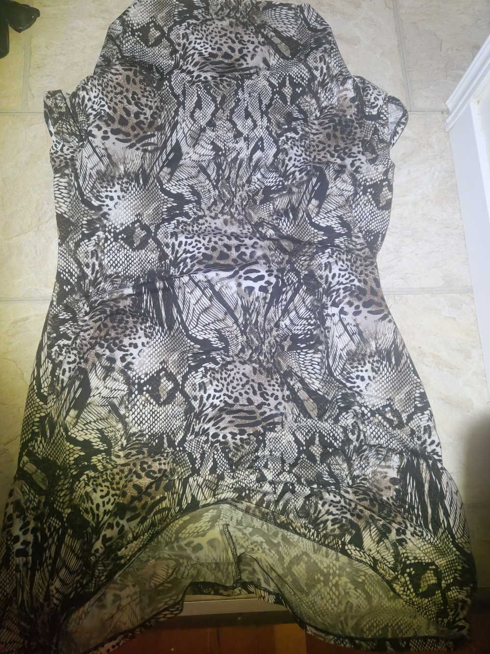 Source Unknown Women's Midi Animal & Snake Print Dress - Black & Cream